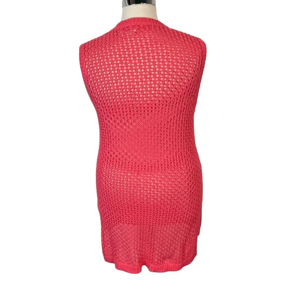 Fresh Produce Women's Crew Neck Sleeveless Celine Longline Tank Top Pink XL/XXL